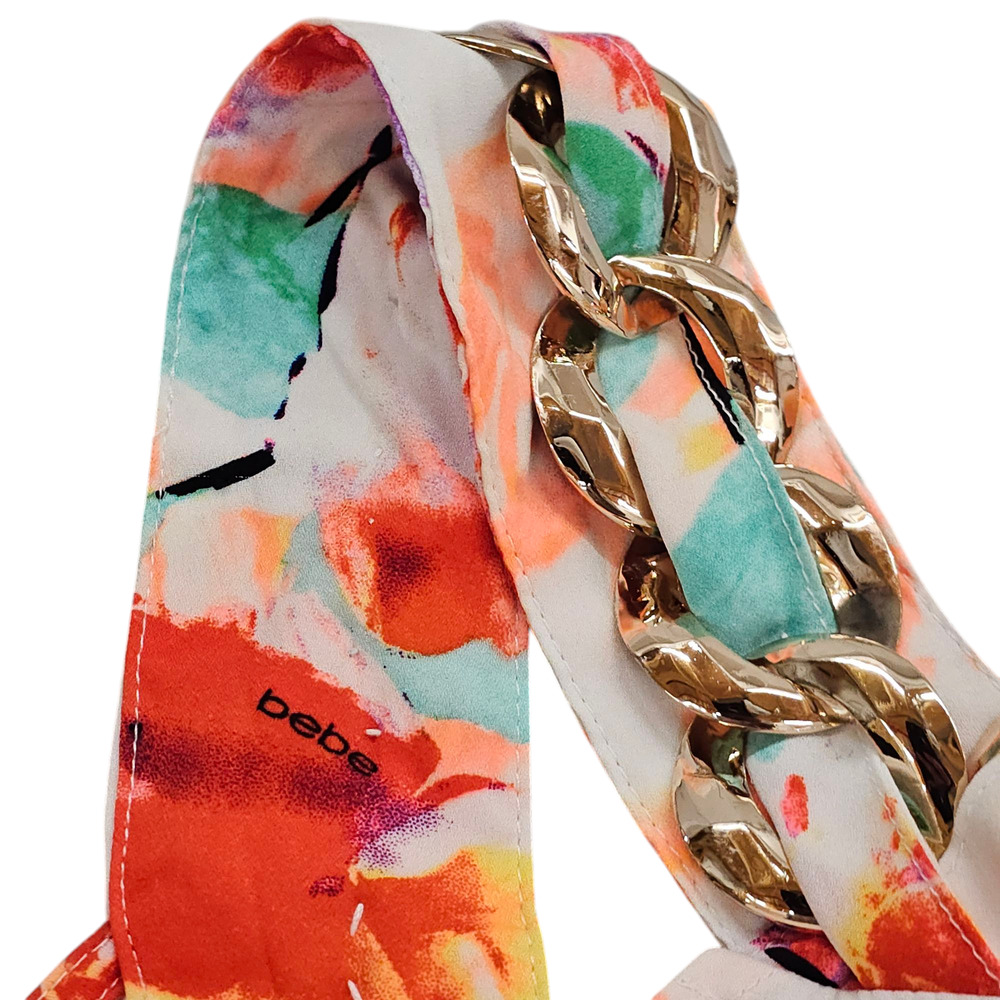 Bebe Blouse Womens Size Small Multicolor Floral Sleeveless Wrap Top Embellished - Picture 7 of 16